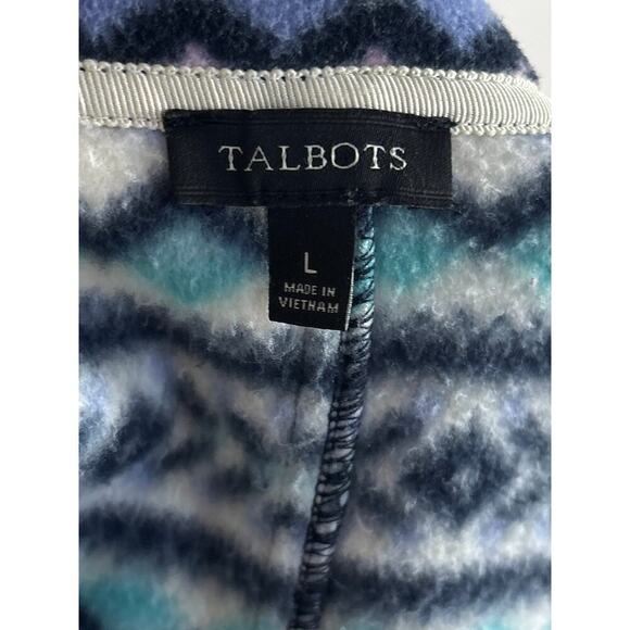 B9 Talbots Fair Isle Knit Fleece Jacket Women L Southwestern Cottagecore Nordic - Picture 6 of 7